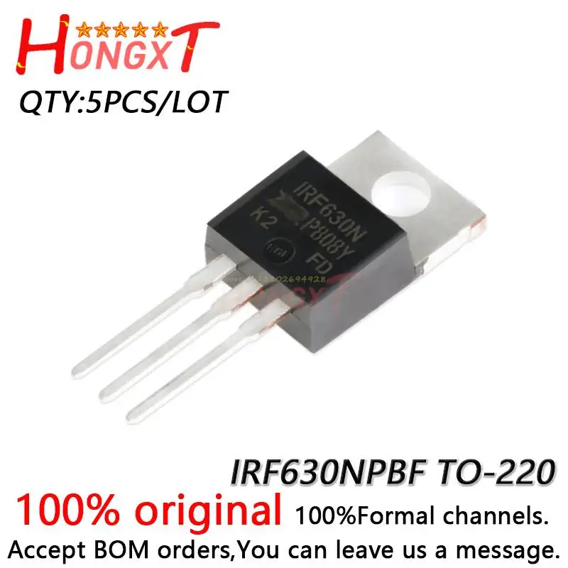 5PCS 100% NEW Original IRF630NPBF TO-220 N-channel 200V/9.2A in-line MOSFET field-effect transistor.