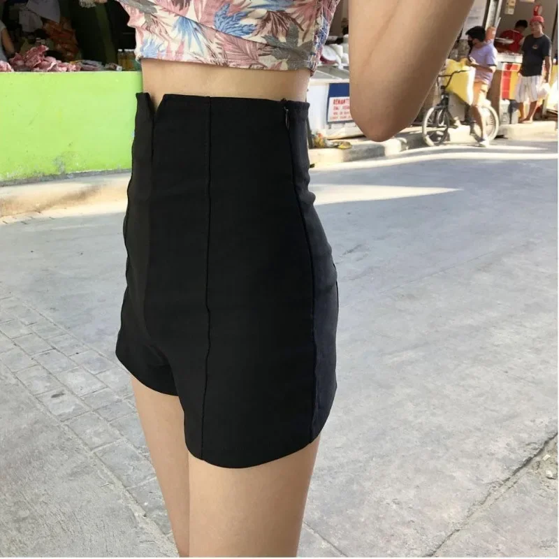 솔리드 반바지 여성 여름 하이 웨이스트 심플 올 매치 신축성 한국 스타일 캐주얼 미니 슬림 쿨 걸즈 스트리트웨어 트렌디 시크