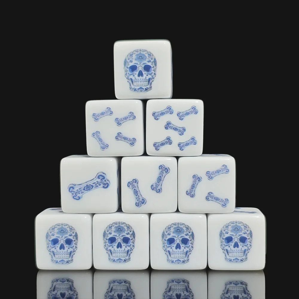 12PCS White Acrylic D6 16MM Dice Set, Skull 6-Sided, DND RPG MTG Tabletop Board Game,Hobby Collectors & Game Lovers