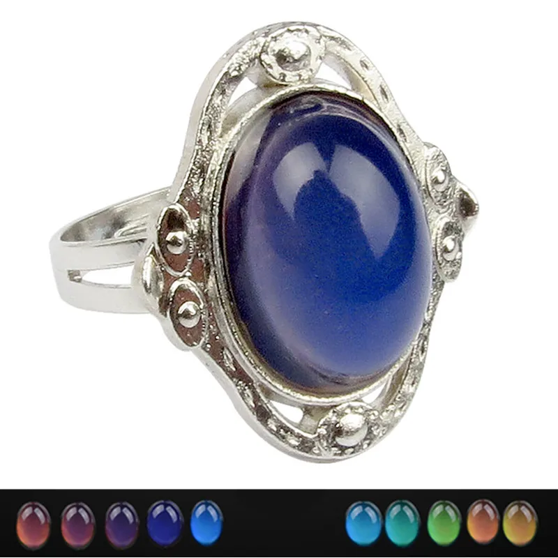خاتم عصري بيضاوي مقلد من الأحجار الكريمة للرجال والنساء خواتم حرارية هدية مجوهرات للحفلات