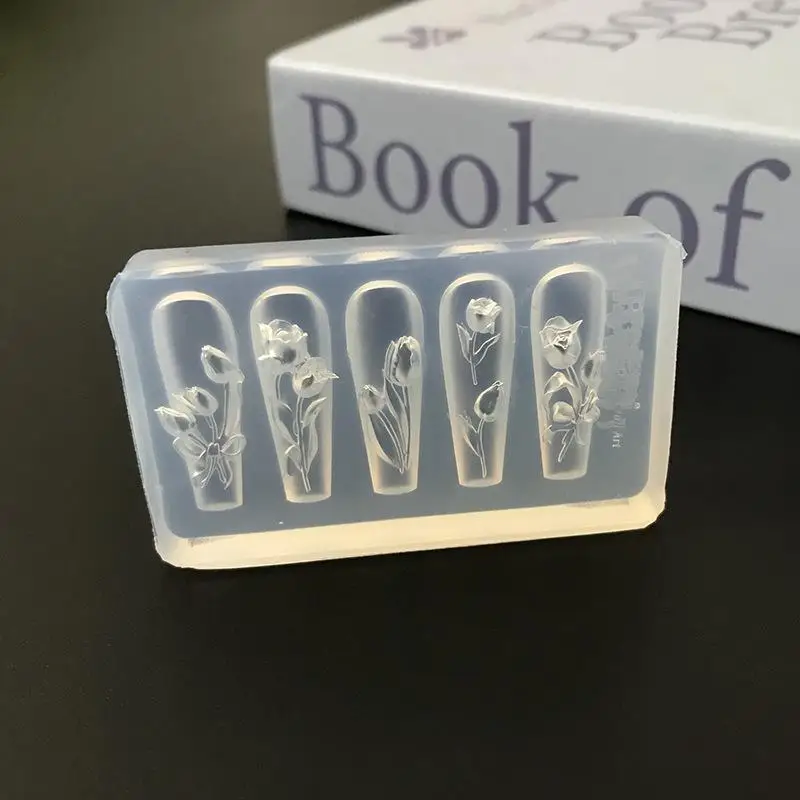 Silikonform zum Schnitzen von Nagelkunst-Tulpen, Vorlage für Maniküre-Dekoration, Werkzeug für Heimwerker und Nagelstudios – Detail 4