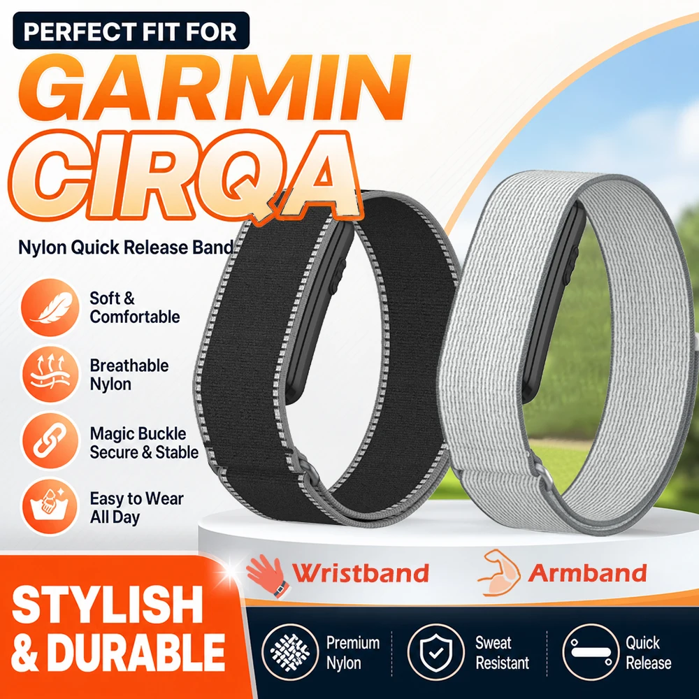 New Soft Replacement Custom Nylon Loop for Garmin CIRQA Premium Smart Band Adjustable Wrist Upper Arm Bicep Bracelet Accessory