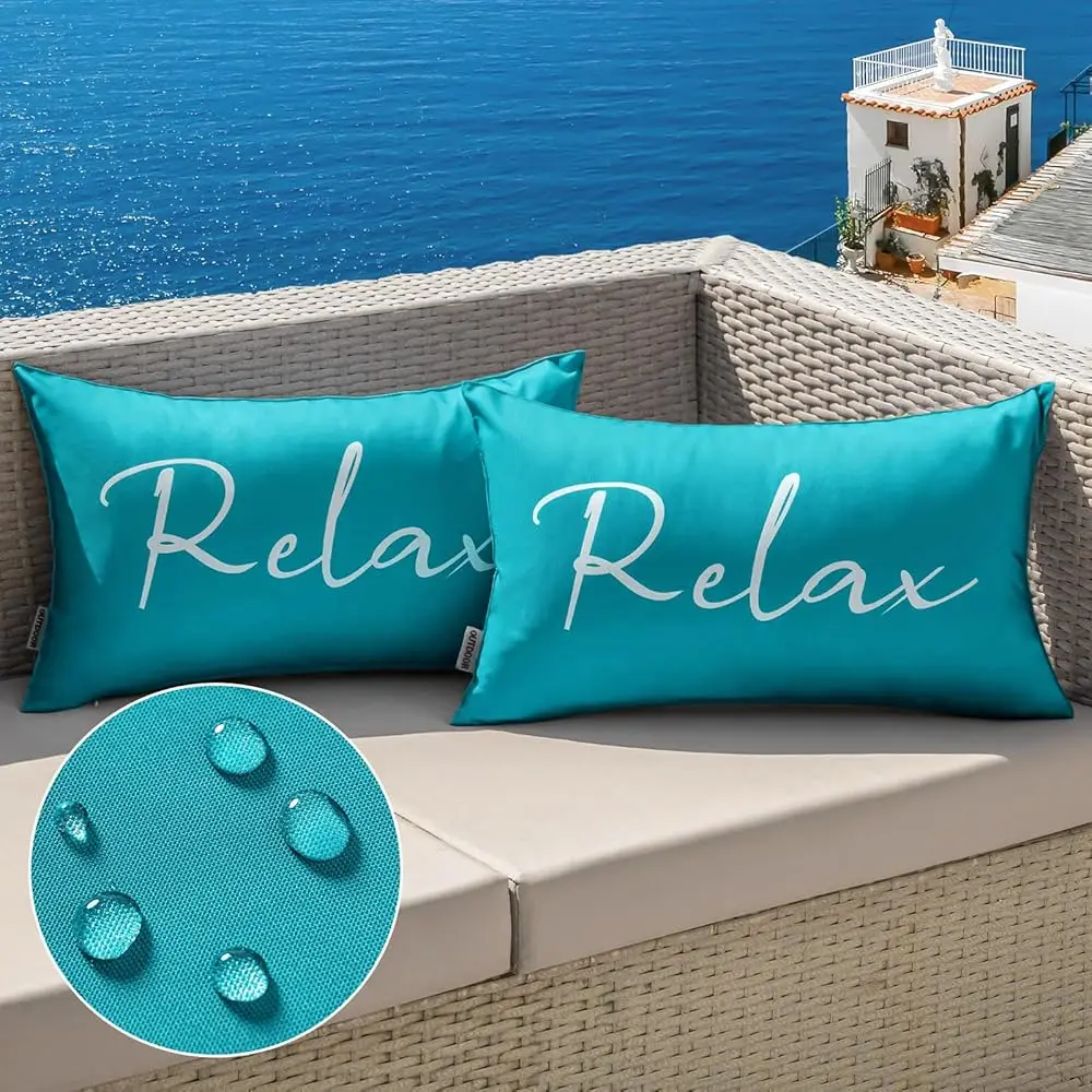 

Outdoor Waterproof Throw Pillow Covers Set Of 2 Relax Decorative Outdoor Rectangular Pillowcases For Chair Patio Garden Couch