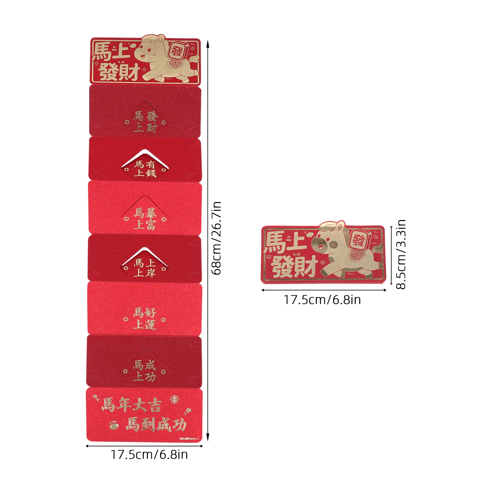 Sobres rojos chinos de 6 uds., paquetes de dinero de la suerte expandibles con 6 ranuras, año del caballo 2026 Lai See, regalos de Año Nuevo Lunar