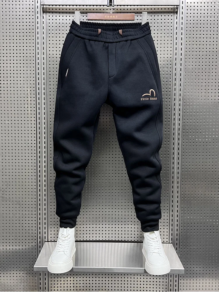 

Осенние мужские повседневные брюки с флисовой подкладкой, свободного кроя, в стиле Харадзюку, черные, спортивные брюки-карго, модный бренд