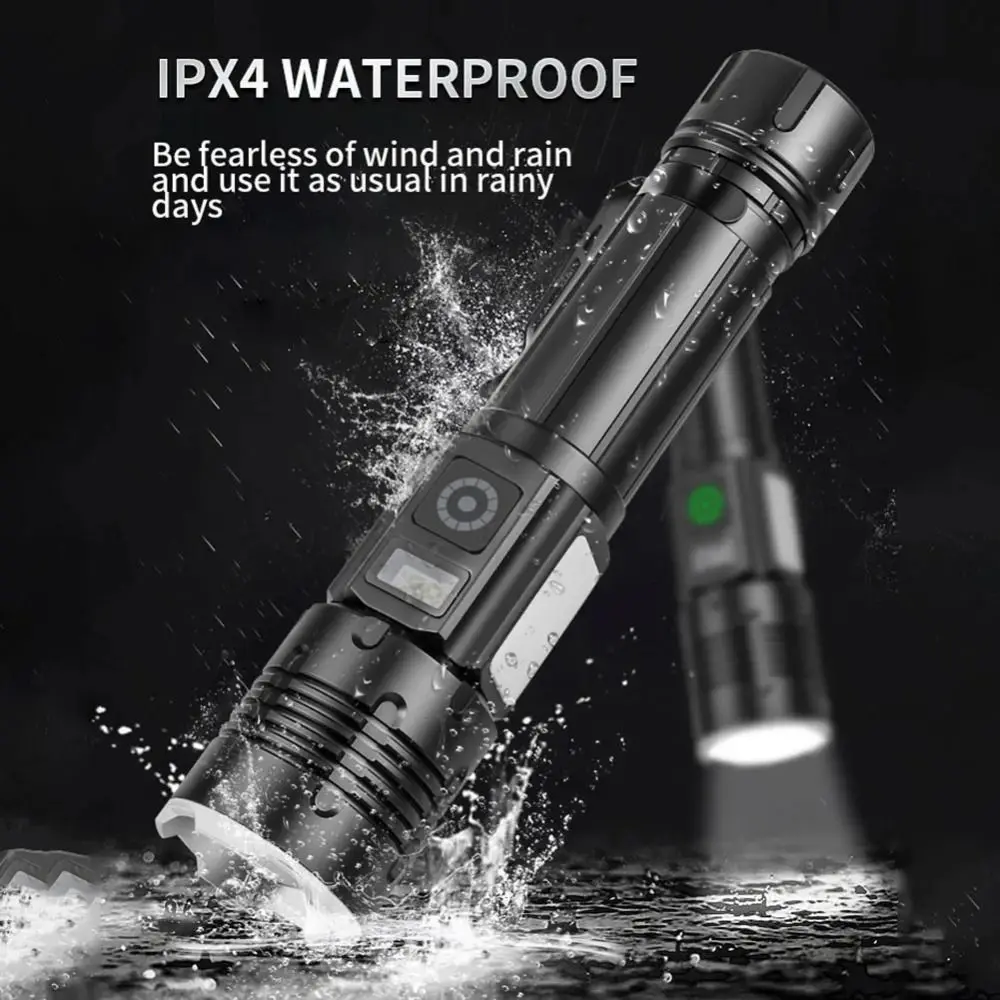 

30W Powerful LED Flashlight TYPE-C Charging Waterproof Telescopic Zoom Light Handheld Long Battery Life Outdoor Emergency Light