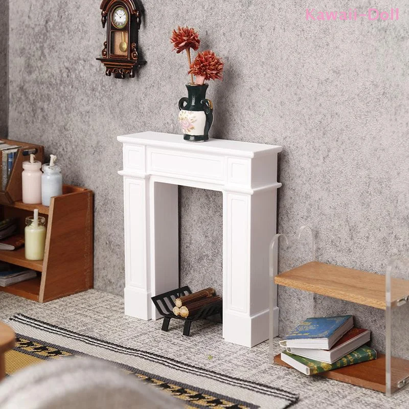 1 Stück Miniatur-Puppenhausmöbel im europäischen Stil, amerikanische Retro-Aufbewahrungsschränke, Kamin-Hintergrund, Wohnzimmer-Dekor, Möbel