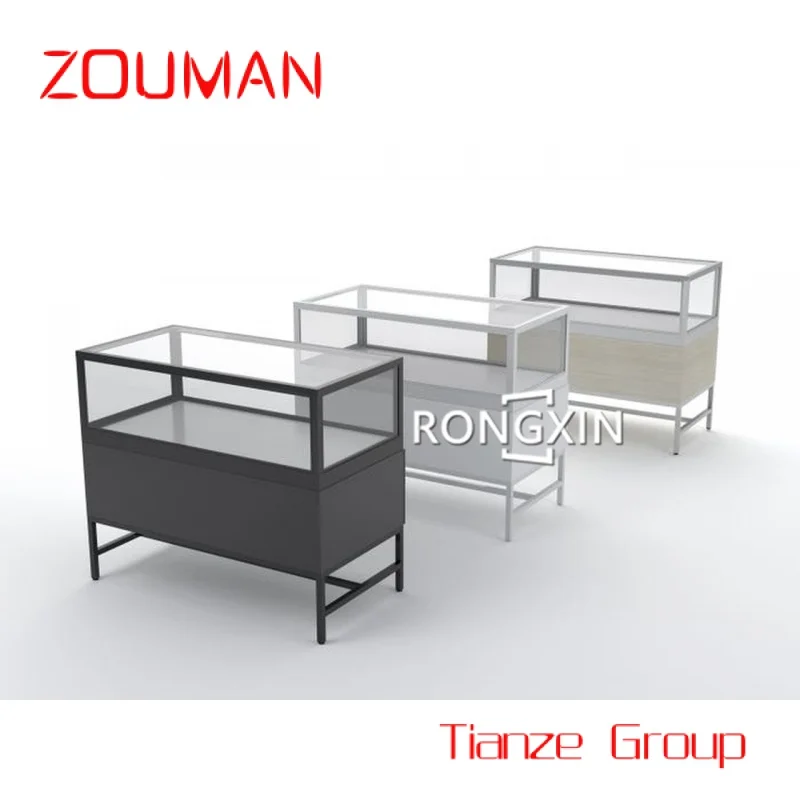 Custom , Luxury watch Showroom Counter locable Jewelry Vitrine Showcase Glass Jewellery Display Cabinet table