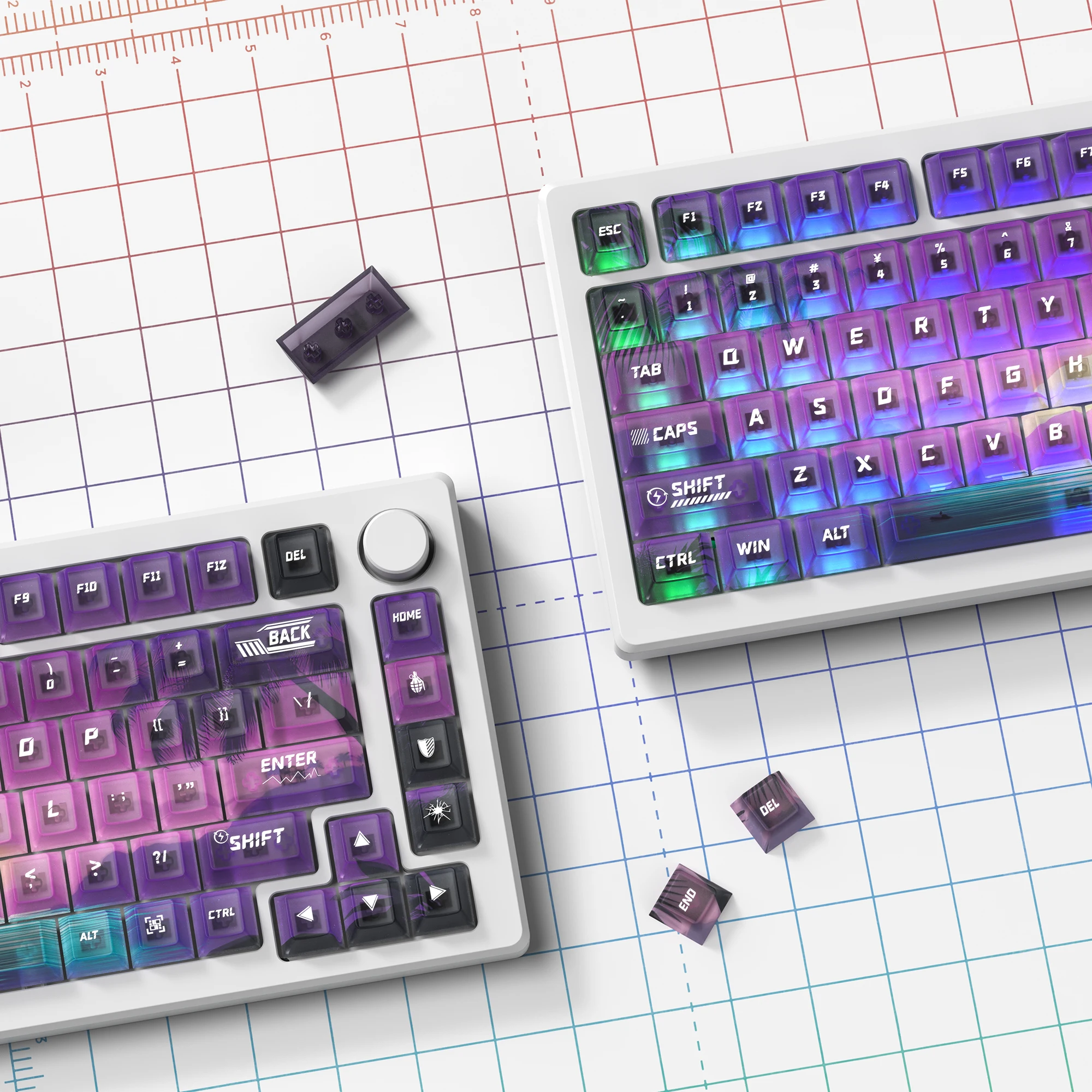 115 مفتاحًا ملونًا على شكل نجمة شفافة وواضحة Keycap كريستال PC Keycap RGB يلمع من خلال غطاء المفتاح ملف الكرز للوحة المفاتيح MX Switch