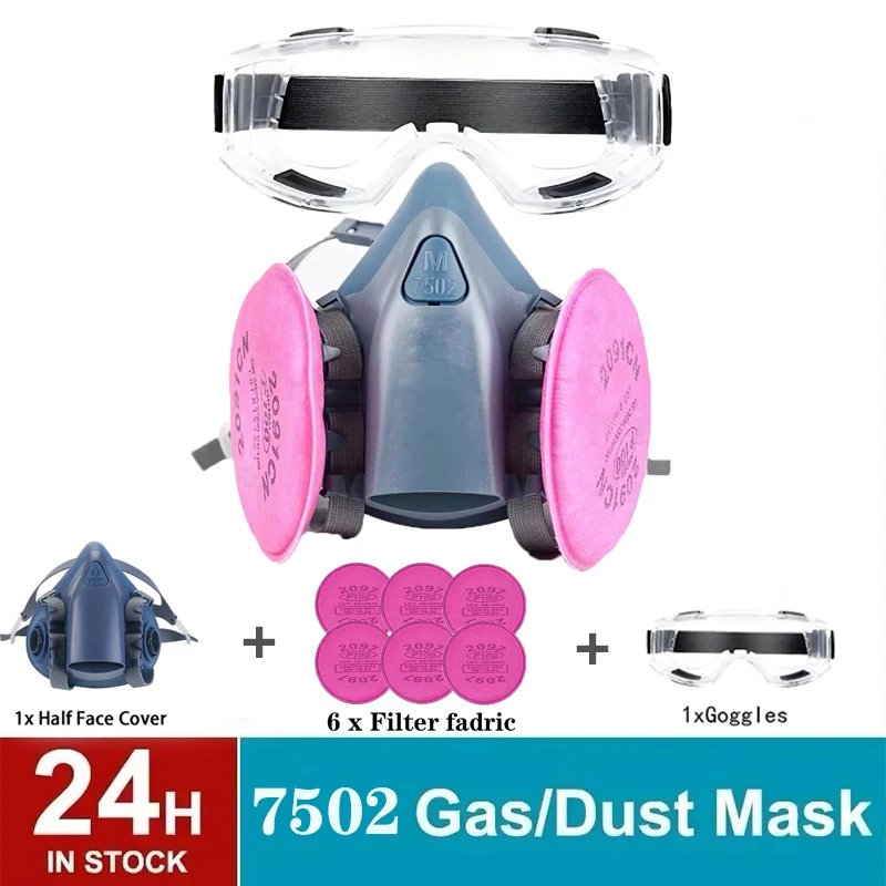 8 in 1 7502 reusable respirator with 2097 half mask P100 respiratory protection harmful grade organic steam 7502 masks