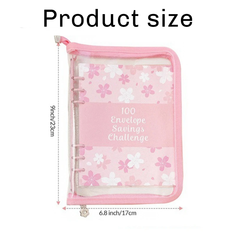 T04C-100 Envelope Challenge Binder Savings Binder For Save 5050 With Cash Envelopes For Budget Planning With Zipper Cover
