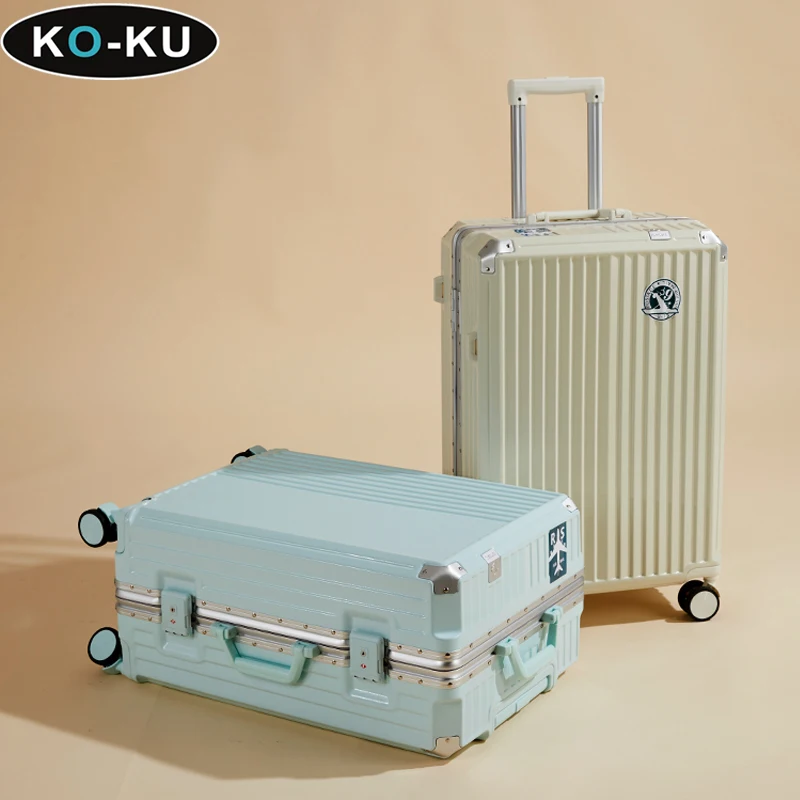 KO-KU New Aluminium Frame Suitcase Universal Wheel Trolley Case Large Capacity Suitcase 20/22/24/26/28 Inch Lightweight Luggage