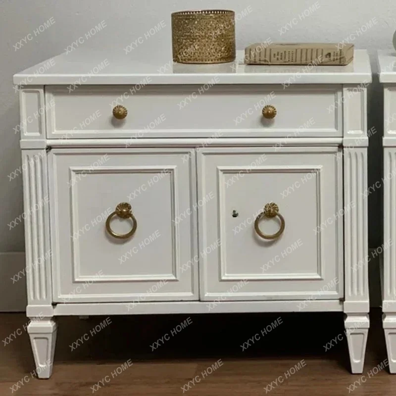 SL12Simple and modern solid wood bedside table, bedroom storage side rack, household free installation white bedside tableSSS
