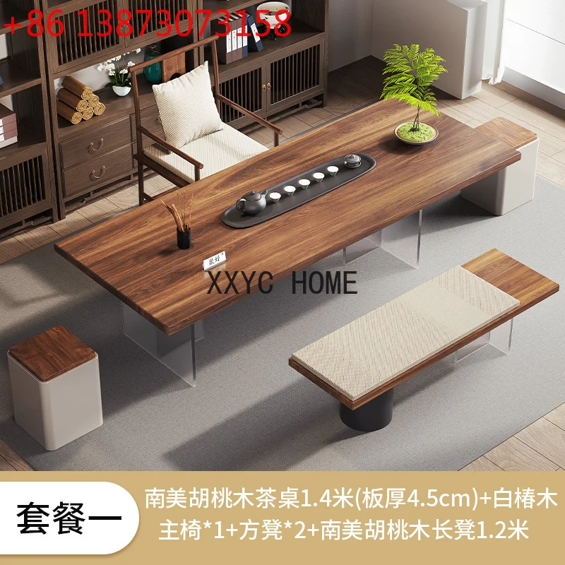 

all solid wood tea table and chair combination modern simple living room home high-end tea table balcony tea table