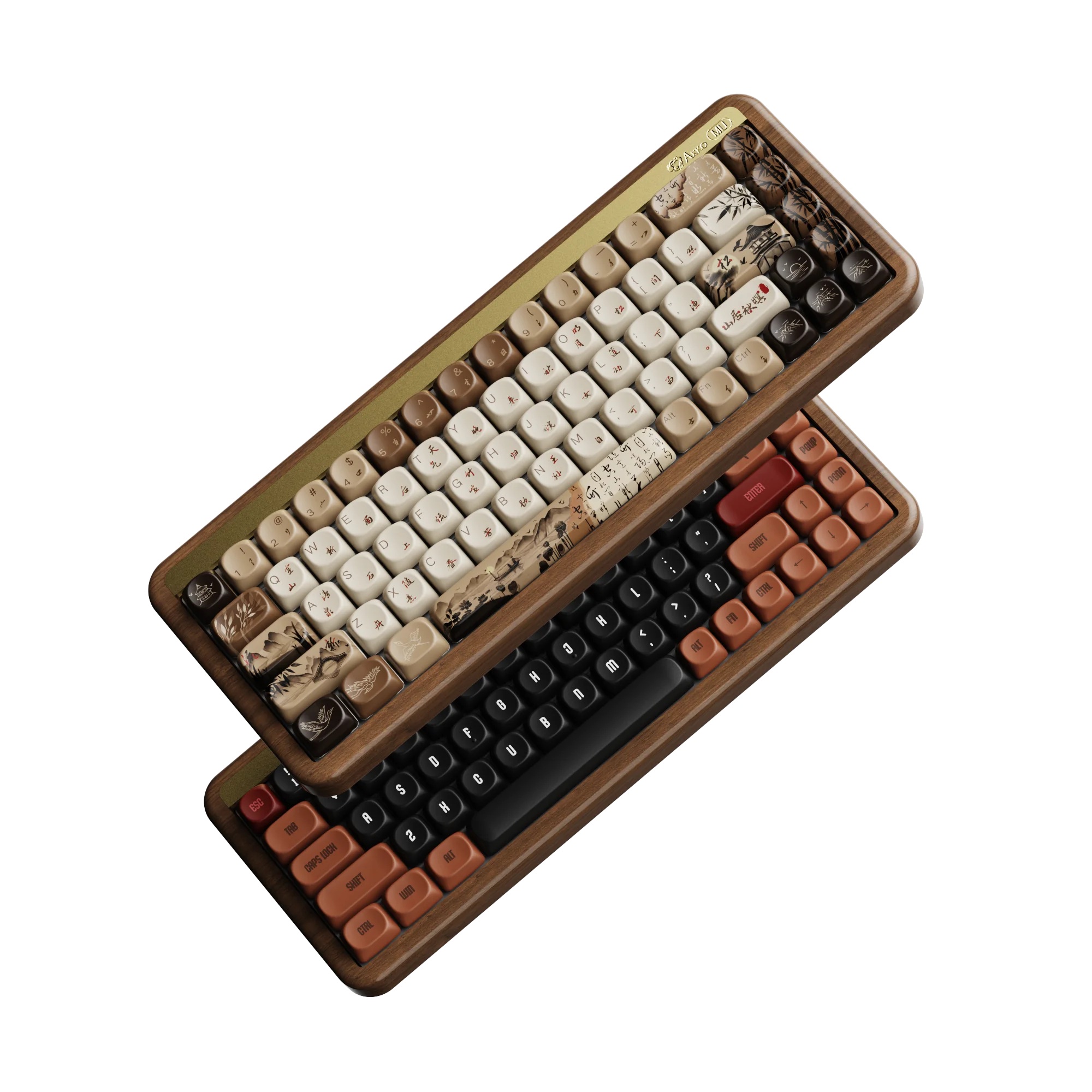 Akko MU01 Wooden Mechanical Keyboard 75% RGB Hot-swap BT 5.0/2.4G /Type-C for Gamer Typist Poetry Theme Gasket Structure
