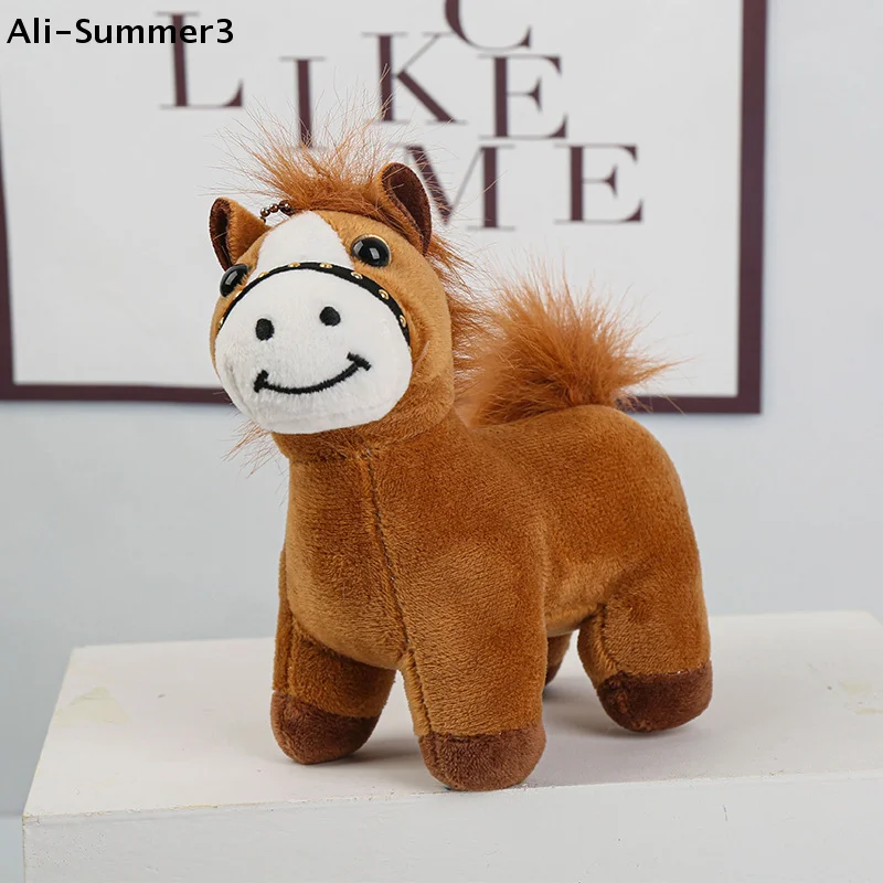 Portachiavi a forma di cavallo, ciondolo per borsa in peluche, simpatico pony marrone, regali Kawaii per Natale, Capodanno, accessori, ciondolo con animali di peluche