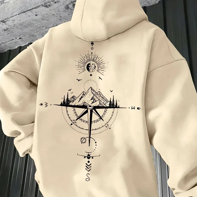 

Мужские и женские толстовки с принтом винтажного компаса, пуловеры с капюшоном и длинными рукавами, повседневная одежда на все сезоны.
