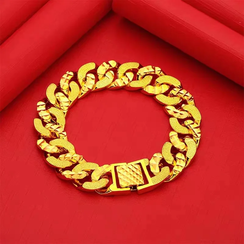 9999 24K real gold men's boss bracelet men's domineering gold bracelet