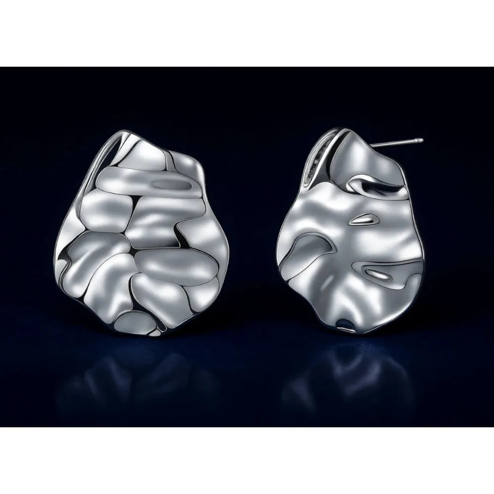 

Нерегулярные геометрические серьги-гвоздики из золота и серебра с эффектом ковки для женщин в винтажном стиле