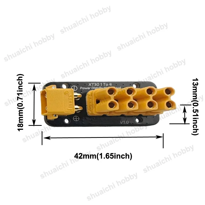 1 Uds 30A XT30 Puerto 1 a 4 vías Placa de distribución de energía divisor XT30 módulo de enchufe para RC modelo coche/vehículo accesorio DIY