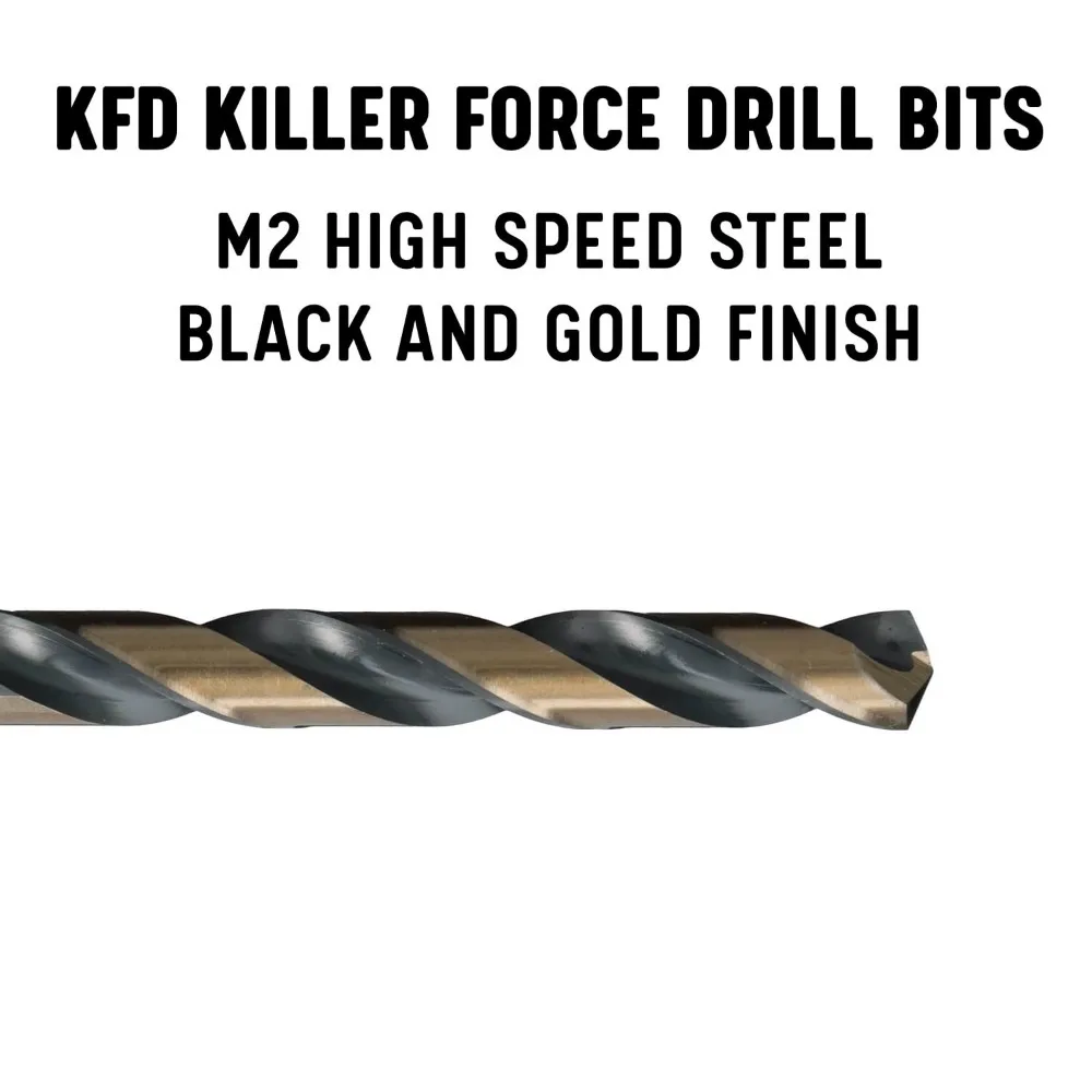 High-Speed Steel 3/16 Inch Black & Gold Split Point Drill Bit Set of 12