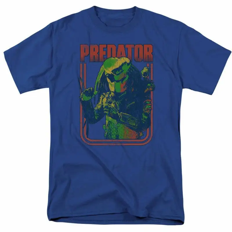 Camiseta Retro Predator con licencia, película extraterrestre de ciencia ficción, azul real