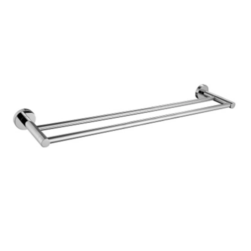 Double Towel Bar Full Copper Towel Rack Chrome Plating Bathroom Kitchen Towel Holder Rod Rustproof Wall Mount Brushed