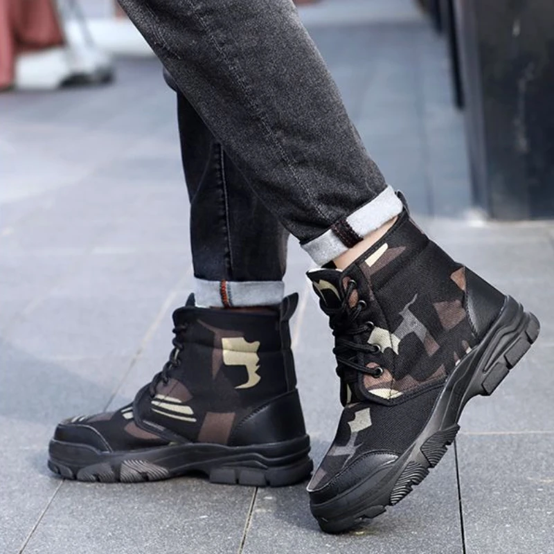 Men's Winter Thickened Wool Snow Boots High Top Cotton Shoes Thick Sole Warm Thermal Insulation Footwear​