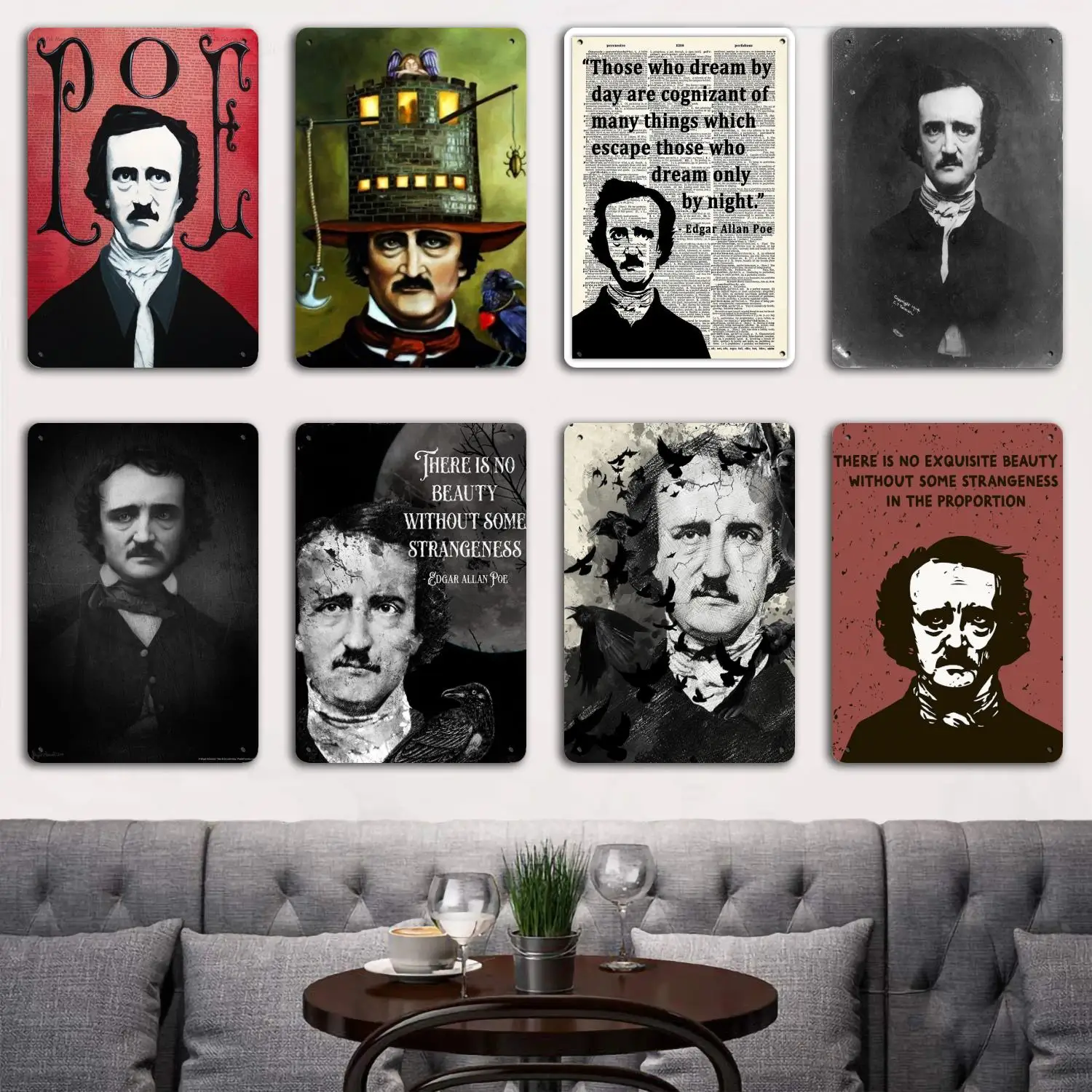 Edgar Allan Poe Poster Tin Metal Plaques and Signs Wall Decor, Captain Poster, Vintage Decor, Bar, Pub, Club, Wall Decoration