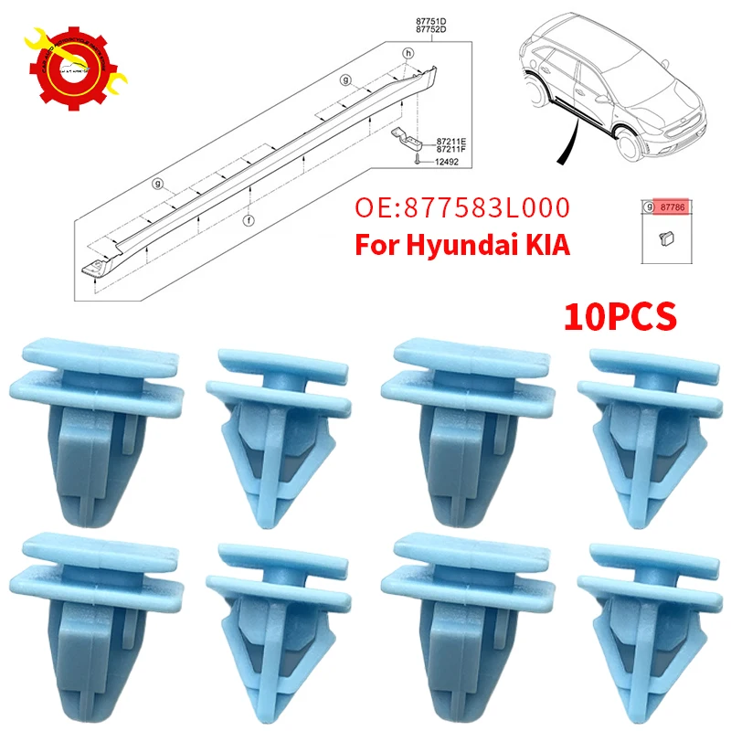 10Pcs Auto Door Trim Panel Retainer Plastic Retaining Clips Car Rivet Auto Fastener Clip 87758-3L000 For Hyundai Plastic Clip