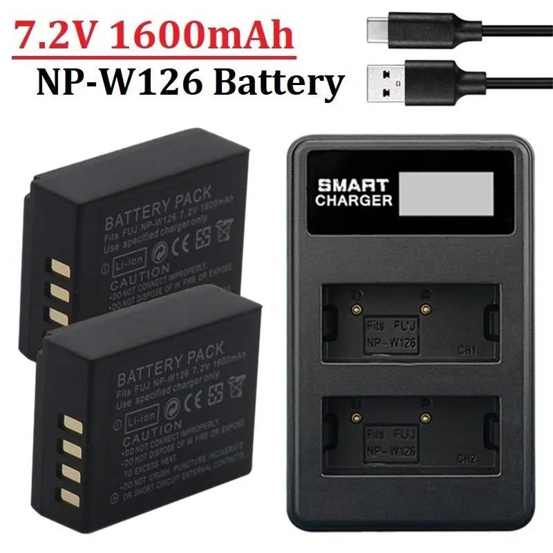 1600mAh NP-W126 NP-W126S Camera Battery For Fujifilm Fuji X-M1 X-PRO1 X-PRO2 X-T3 X-T2 X-T1 X-T10 X-T20 X-E3 X-E2 X-A10 X-A3