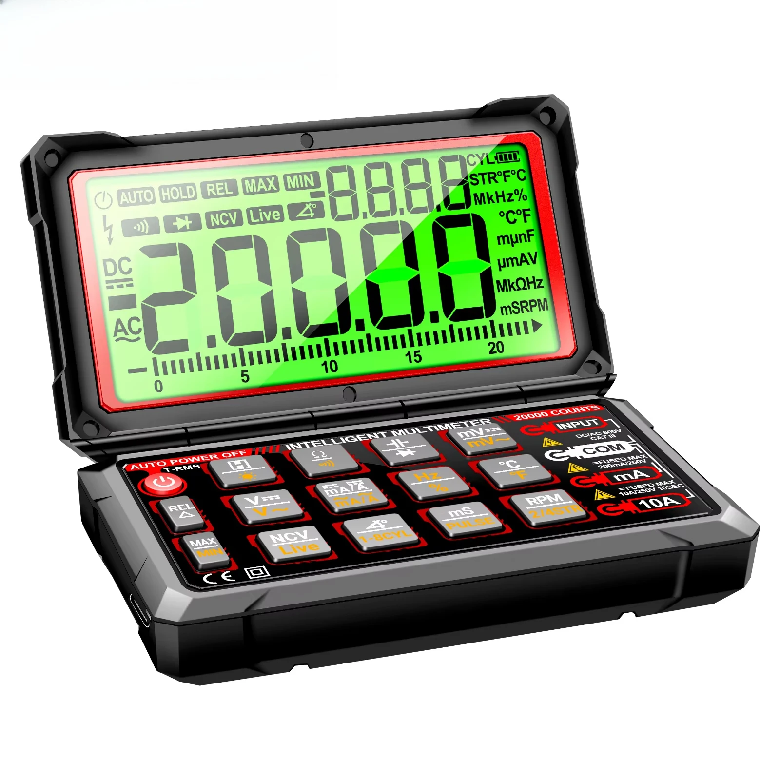 For 623 Smart Built-in Rechargeable Lithium Battery Car Multimeter Repair Tester 20000 Count Voltmeter Multitester