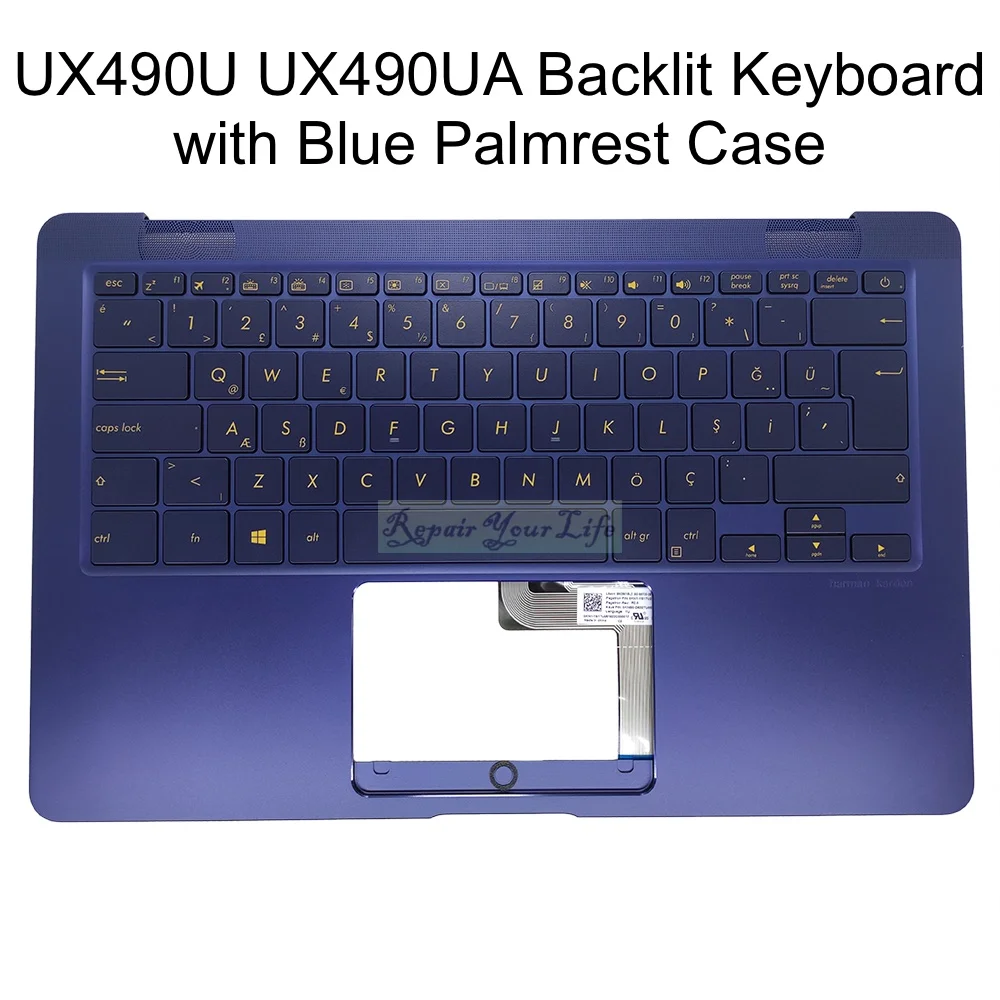 

PT-BR HU TR KR Backlit Keyboard Palmrest for Asus UX490U UX490UA UX490UAK UX490UAR, Ukrainian Hungarian Brazil Korean Portuguese