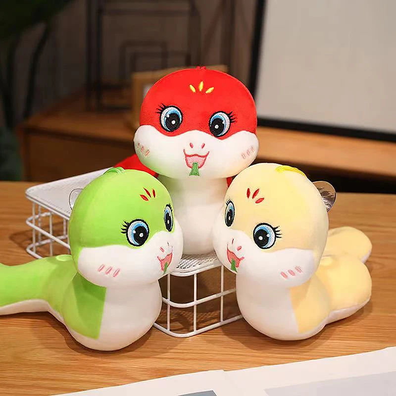 30CM Cute Zodiac Snake Plush Keychain Pendant Stuffed Doll Lucky Mascot Gifts For Children Chinese New Year Decoration