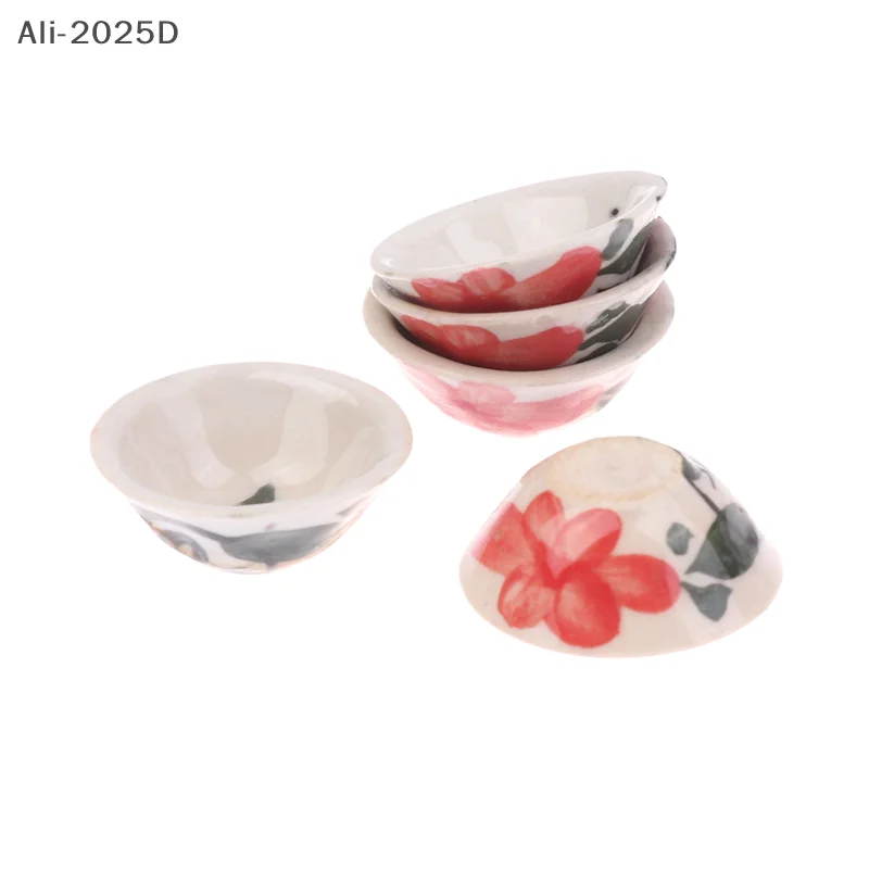 

5Pcs/2Pcs 1/12 Dollhouse Mini Ceramics Bowl Set Doll House Kitchen Tableware Decoration Dolls House Funriture Accessories