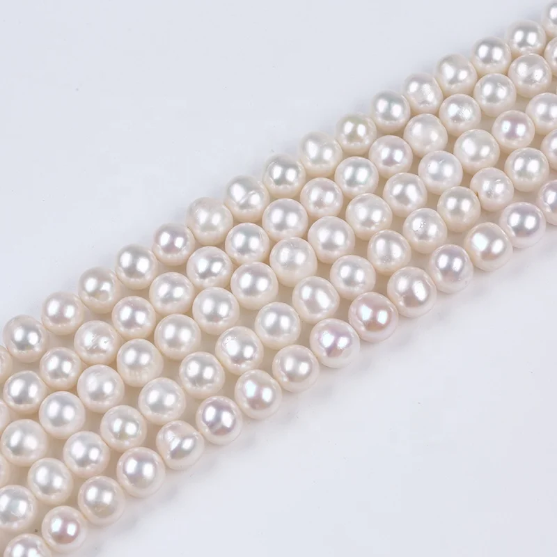 Wholesale New Arrival 10-11mm Near Round White Color Freshwater Pearls Strands