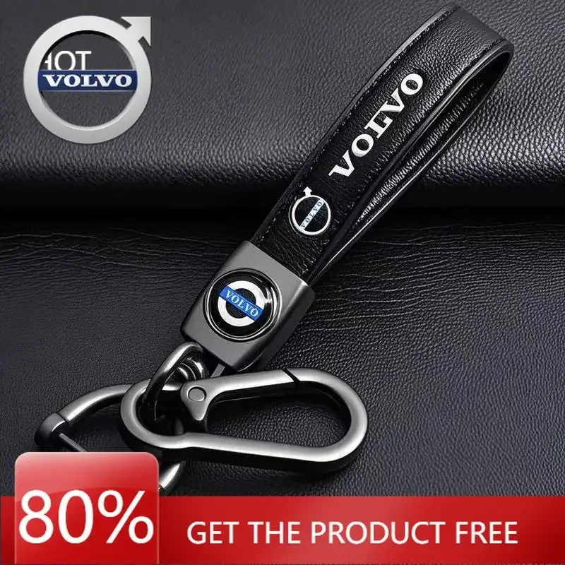 

Emblems 2026 New For Volvo Men Luxury Leather Keychain Retro Key Buckle With Car Emblem For Volvo EX30 XC60 XC40 V60 V40 XC90 XC
