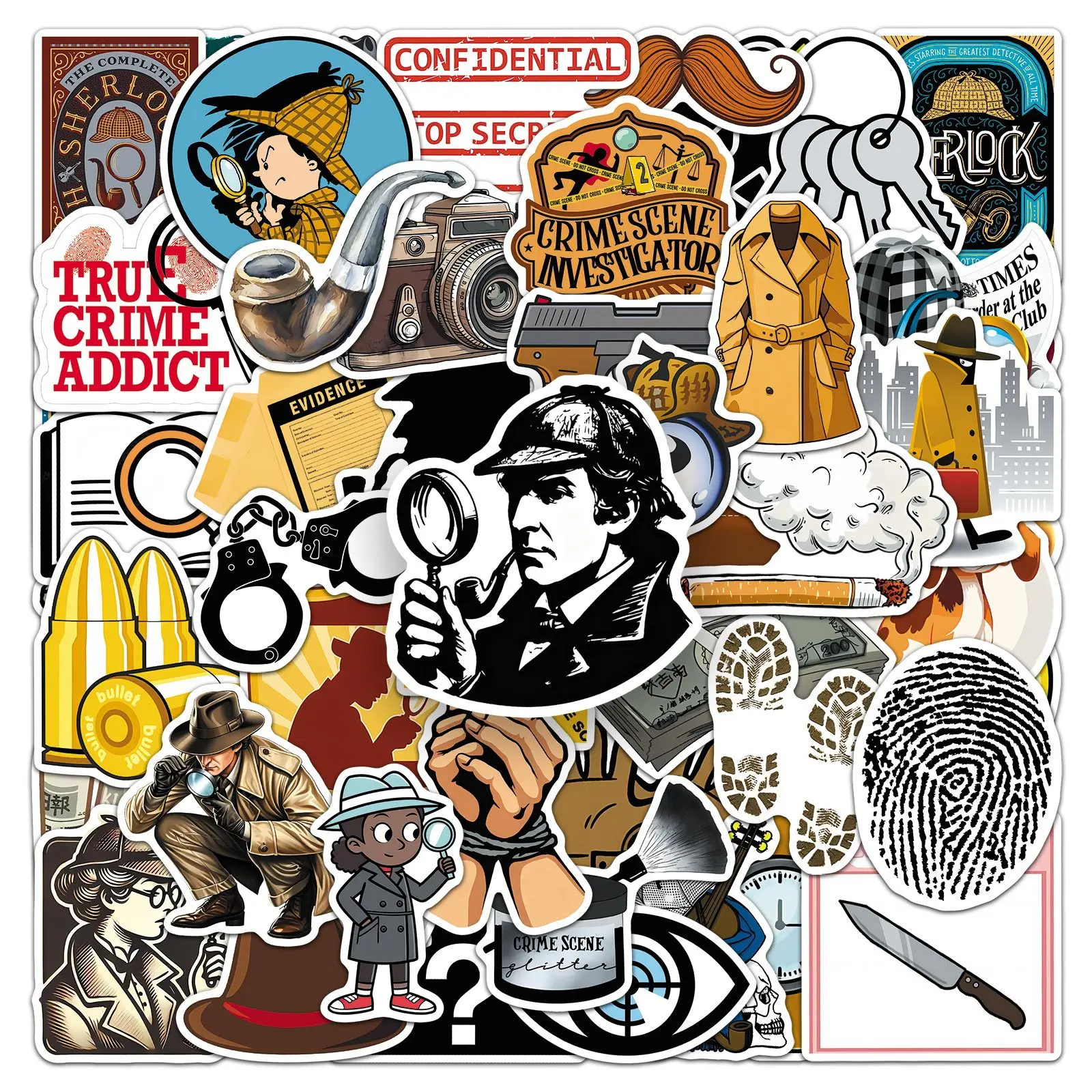 50 Pcs Graffiti Detective Crime Solving Cartoon Creative Waterproof Decorative Notebook Luggage Stickers