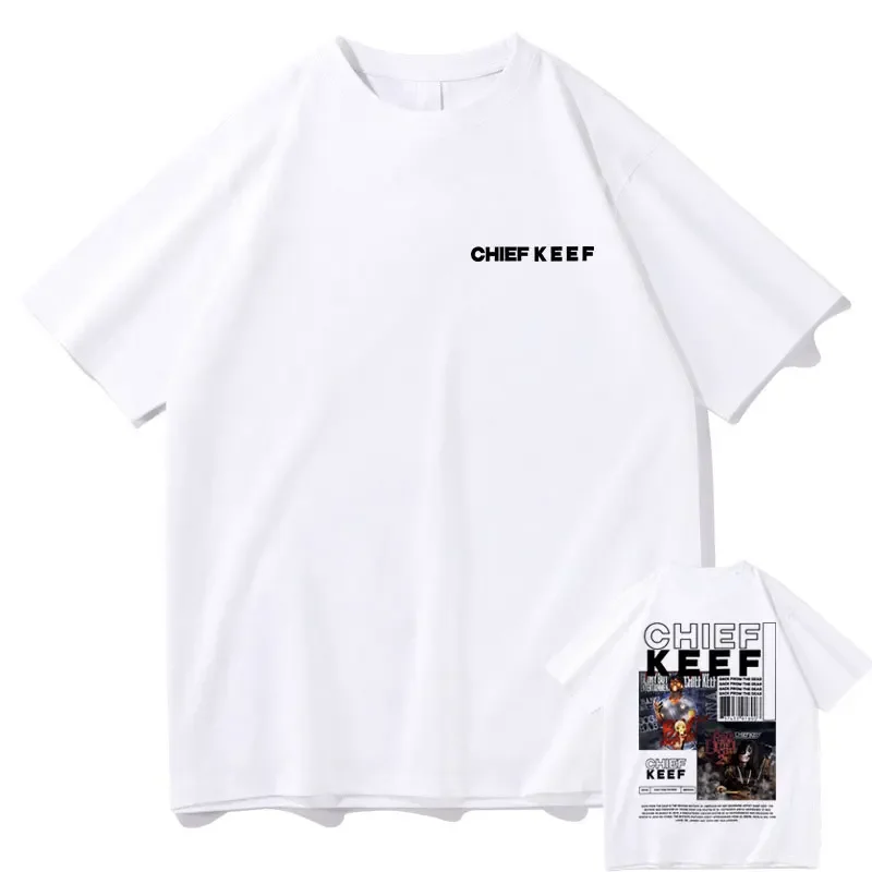 Rapper Chief Keef Back From The Dead Album kaus cetak pria wanita Hip Hop antik kaus ukuran besar pria keren Streetwear keren