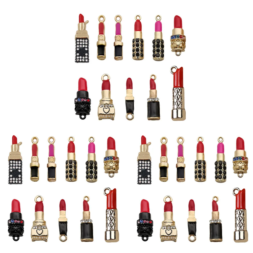 33 Pcs Accessories Lipstick Pendant Miss Earrings Jewelry Alloy Flower Charms DIY