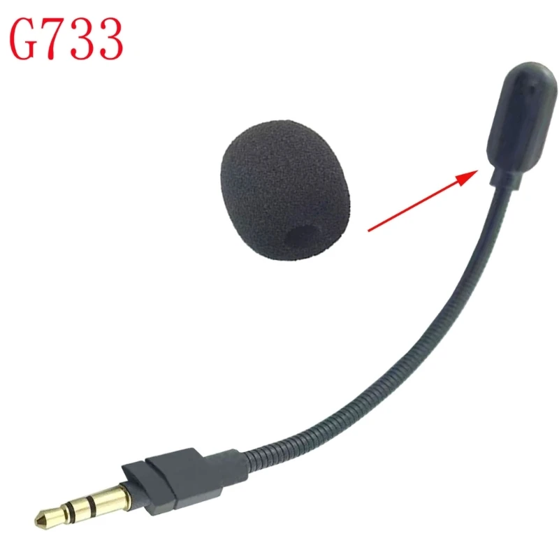 Reemplazo micrófono 3,5 mm para auriculares para juegos G733, brazo micrófono desmontable