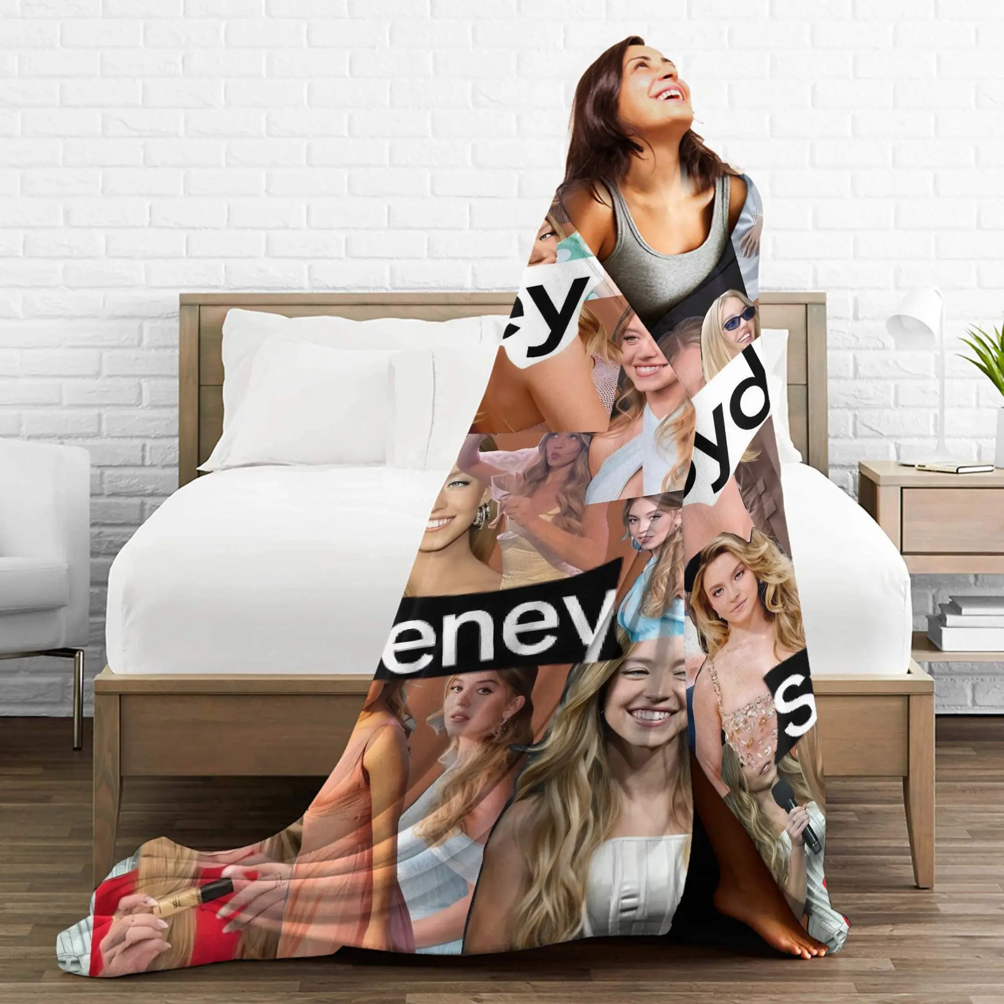 السفر سيدني سويني الممثلة الأمريكية صورة نمط رمي بطانية الفانيلا المفرش لكرسي أريكة سرير رقيق أريكة غطاء سرير