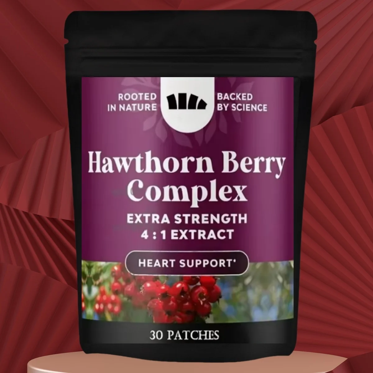 

30 Patches Hawthorn Berry Transdermal Patches with Dandelion Vitamin- for Heart Health & Digestion