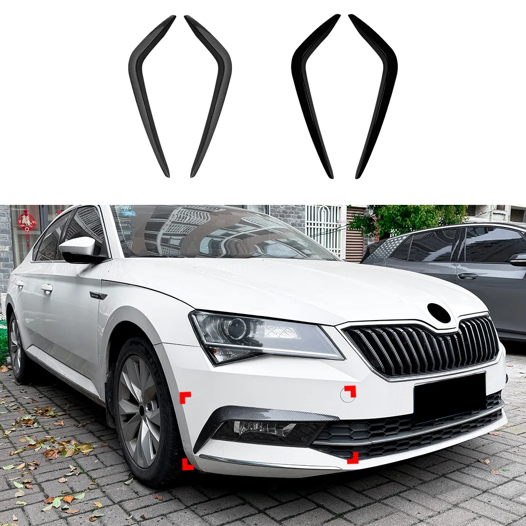 

For Skoda Superb MK3 2015-2019 Front Bumper Fog Lamp Frame Cover Trims Side Air Blade Splitters Spoiler Kit Tuning Car Accessori