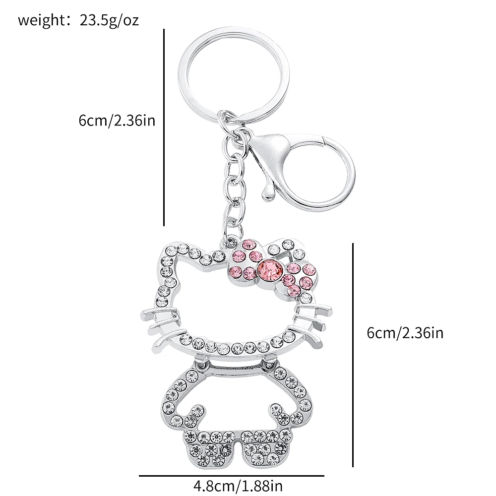 Sanrio Hello Kitty Keychain Hollow Design Rhinestones KT Cat Keychain Girl Jewelry Accessories Birthday Gifts