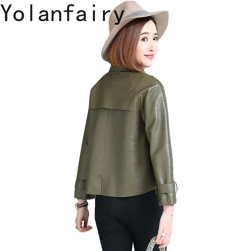 YOLANFAIRY Giacca in vera pelle Abbigliamento donna Moda autunnale Giacche in pelle di pecora stile coreano Capispalla femminili Top di tendenza chic
