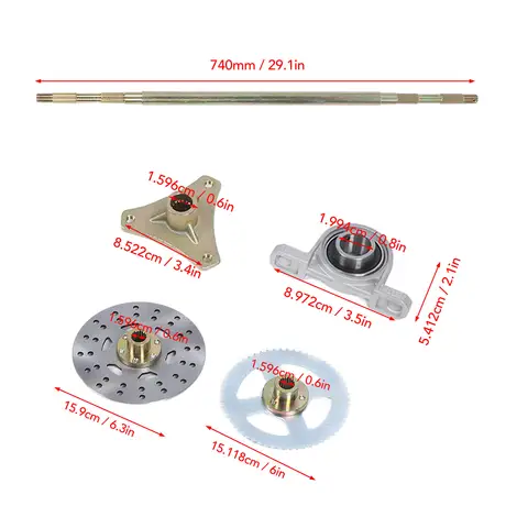 Gokart bakaxelsats Robusta kedjedrev 29 tums axellängd Skivbromsoksats för 50cc 70cc 90cc ATV fyrhjulingar 10 best sales Go Cart-kit - №2