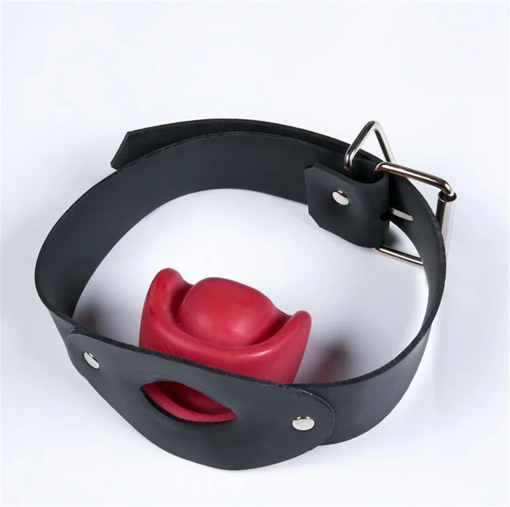 BDSM Latex Mouth Plug Sex Slave Fetish Bondage  Dilatation Ball Erotic Oral Sex Toys Open Mouth Gag Black/Red Sex Toys view 4