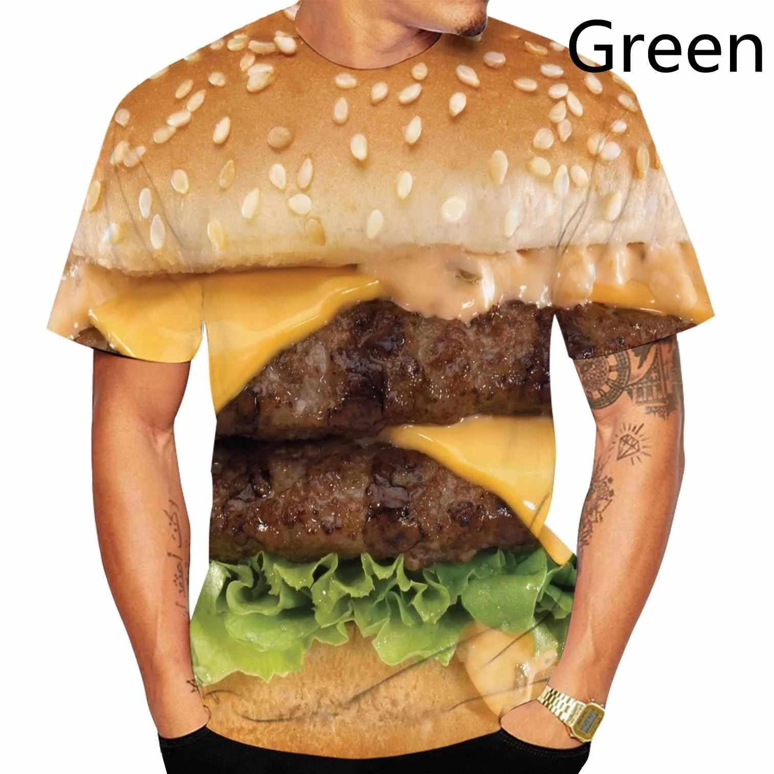 Fashion Men T-shirts 3d Print T-Shirt Hamburger Pizza Chips T Shirt Summer Casual