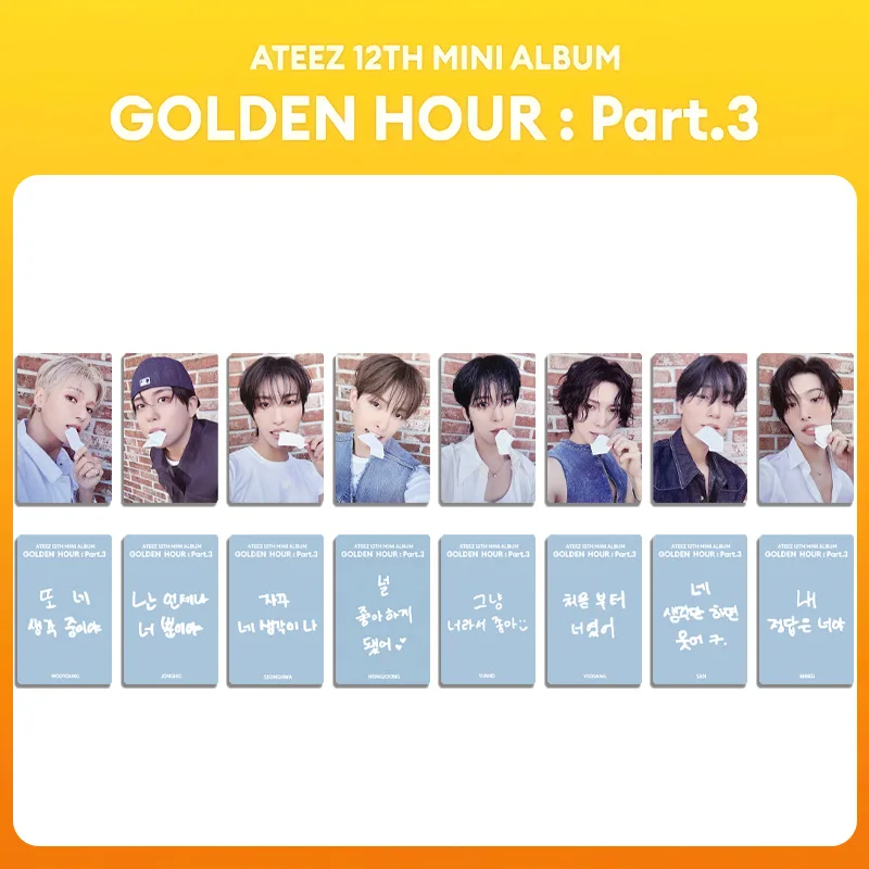8PCS KPOP ATEEZ Merch Photocard GOLDEN HOUR Part3 Album Lomo Crads Photobook Fan Collection Card Poster Postcard Photos Gift